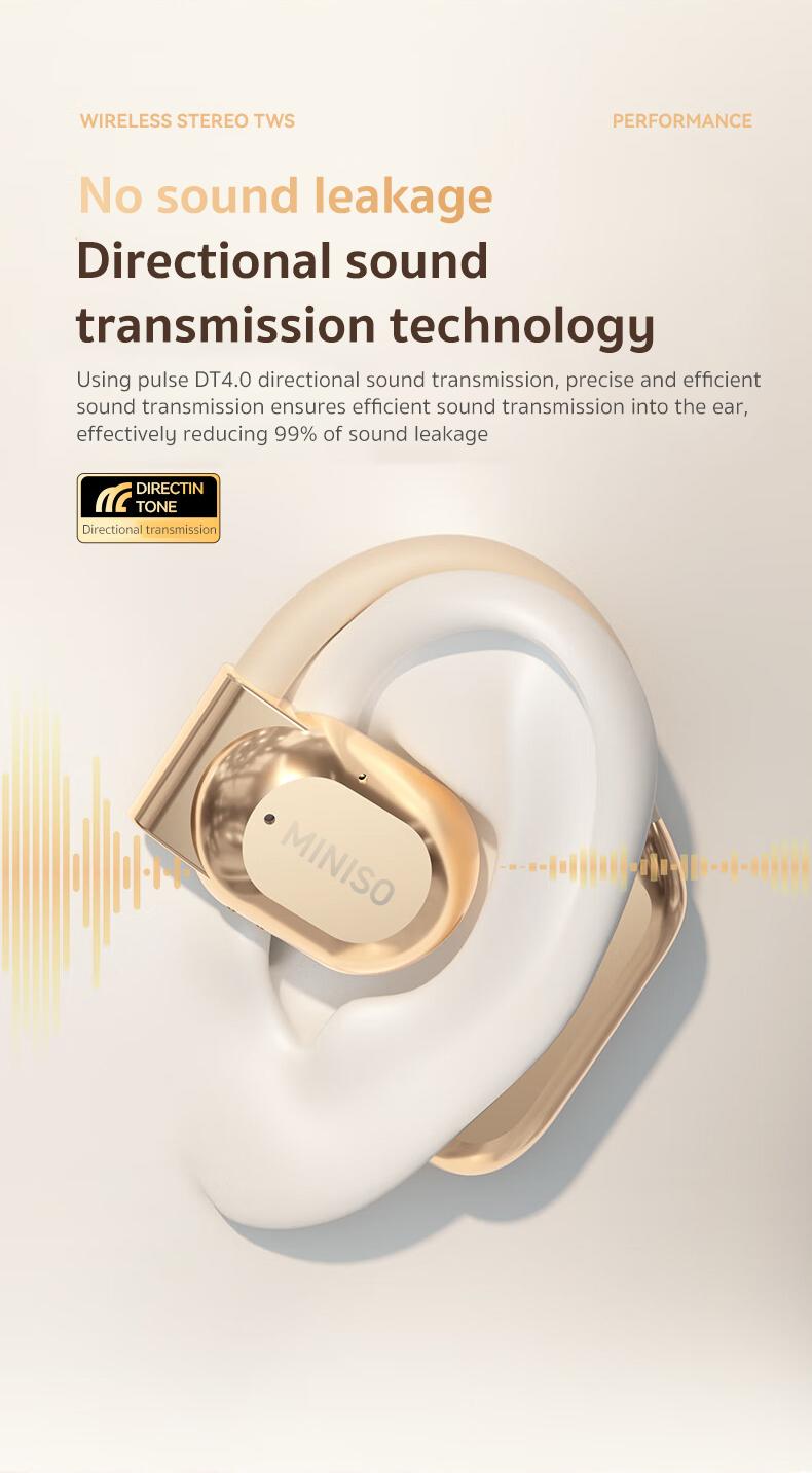 MINISO X38 Wireless On-ear Design Earphone for Summer, Noise Cancelling Headphone with Digital Display, Bluetooth-compatible Headphone for Running, Gym, Workout, Sports