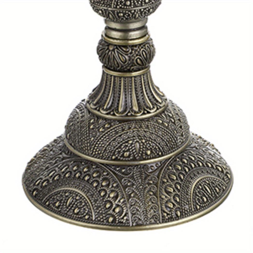 Set of 2 Vintage European Candle Holders - 3.9" Tall Metal Candlesticks with Exquisite Relief Patterns, Red/ Green Bronze/ Gold/ Silver/ Rose Gold Candelabra Table Centerpieces for Wedding Dining Home Decor, Vintage Candle Stand