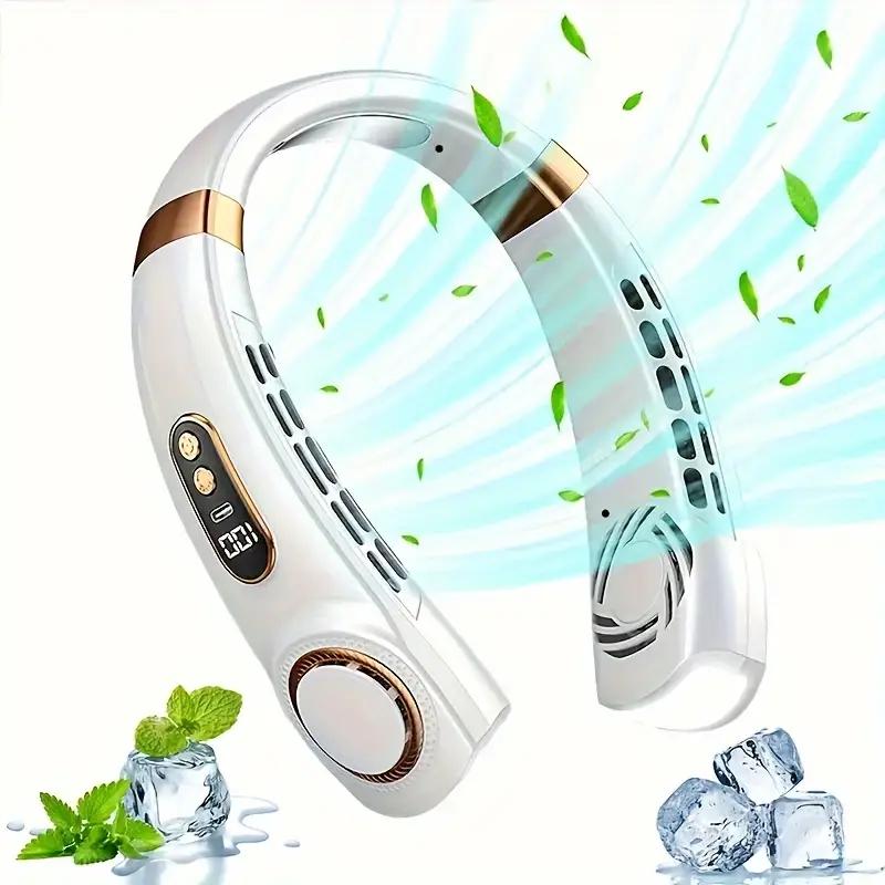 2026 Upgraded Bladeless Neck Fan, Portable Neck Air Conditioner, 360° Cooling USB Rechargeable, 5 Speeds Quiet Fan for Outdoor Sports Travel Office