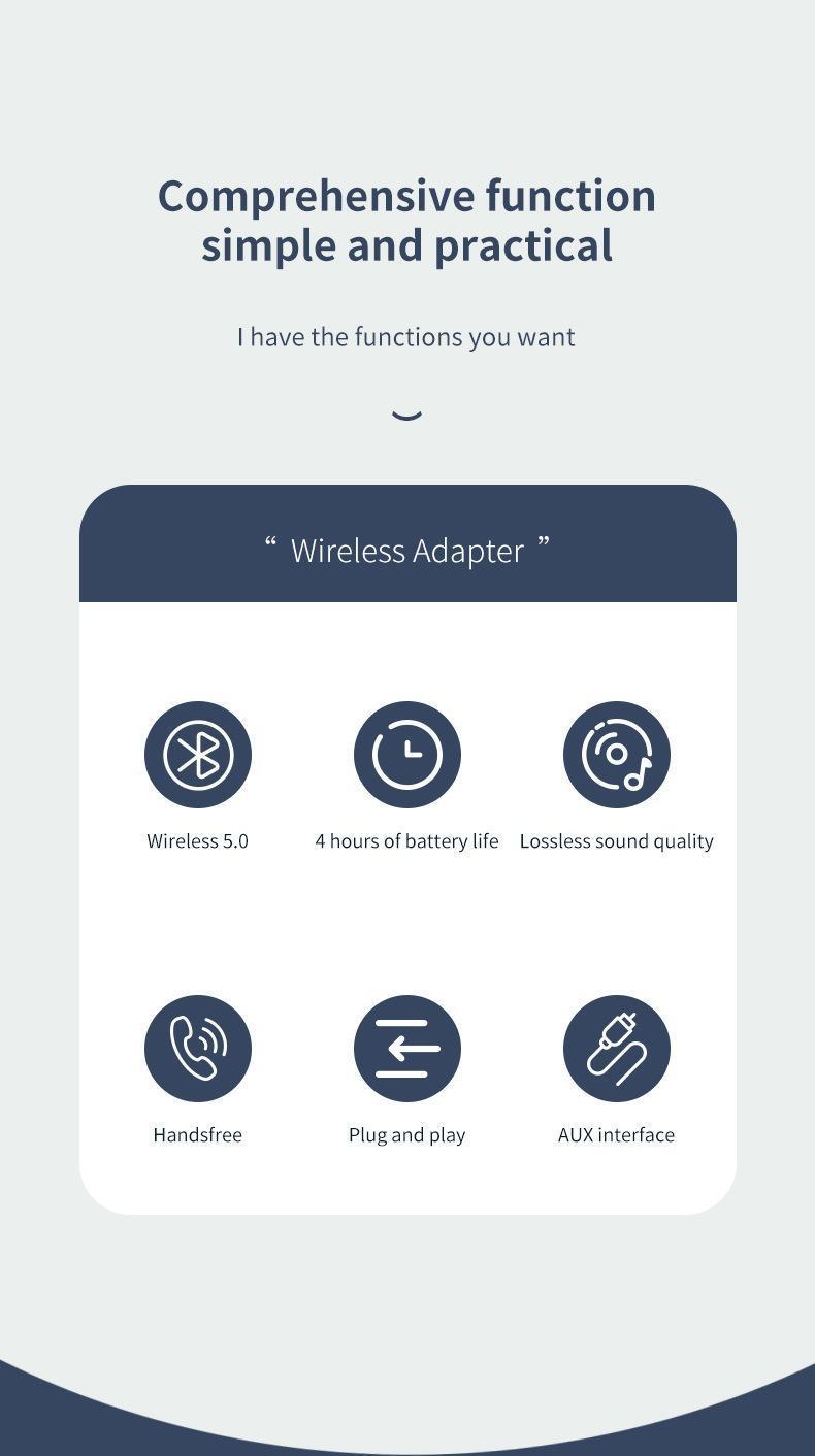 2026 New Car Bluetooth 5.3 Audio Receiver, Wireless FM Transmitter Adapter with AUX Input, Hands-Free Car Kit for Old Cars