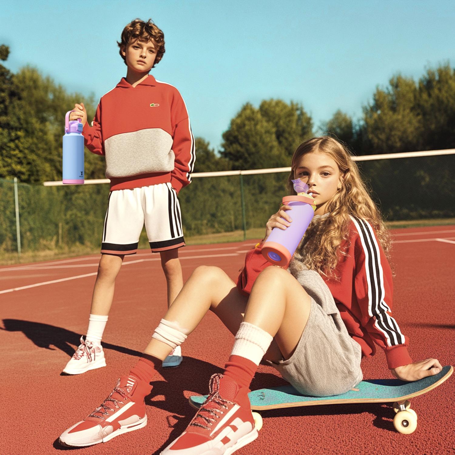 Stainless Steel Vacuum Flask, 1 Count Double Handle Sports Cup, Straw and Direct Drink Spout, Hydration Tumbler for Outdoor, Sport, Campus, Home, Travel Accessories, Summer Cool Stainless Steel Leakproof Tumbler, Thermos Cup