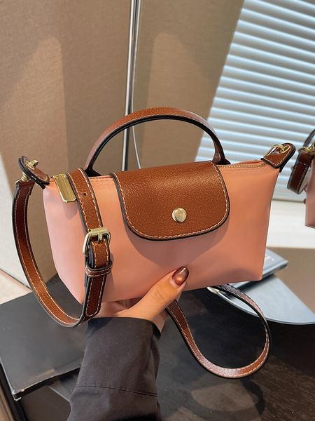 Simple retro contrast color shoulder handbag, metal snap embellishment adjustable shoulder strap crossbody bag, Crossbody Purses, fashionable and versatile, small and exquisite, suitable for daily outings, dates, etc.