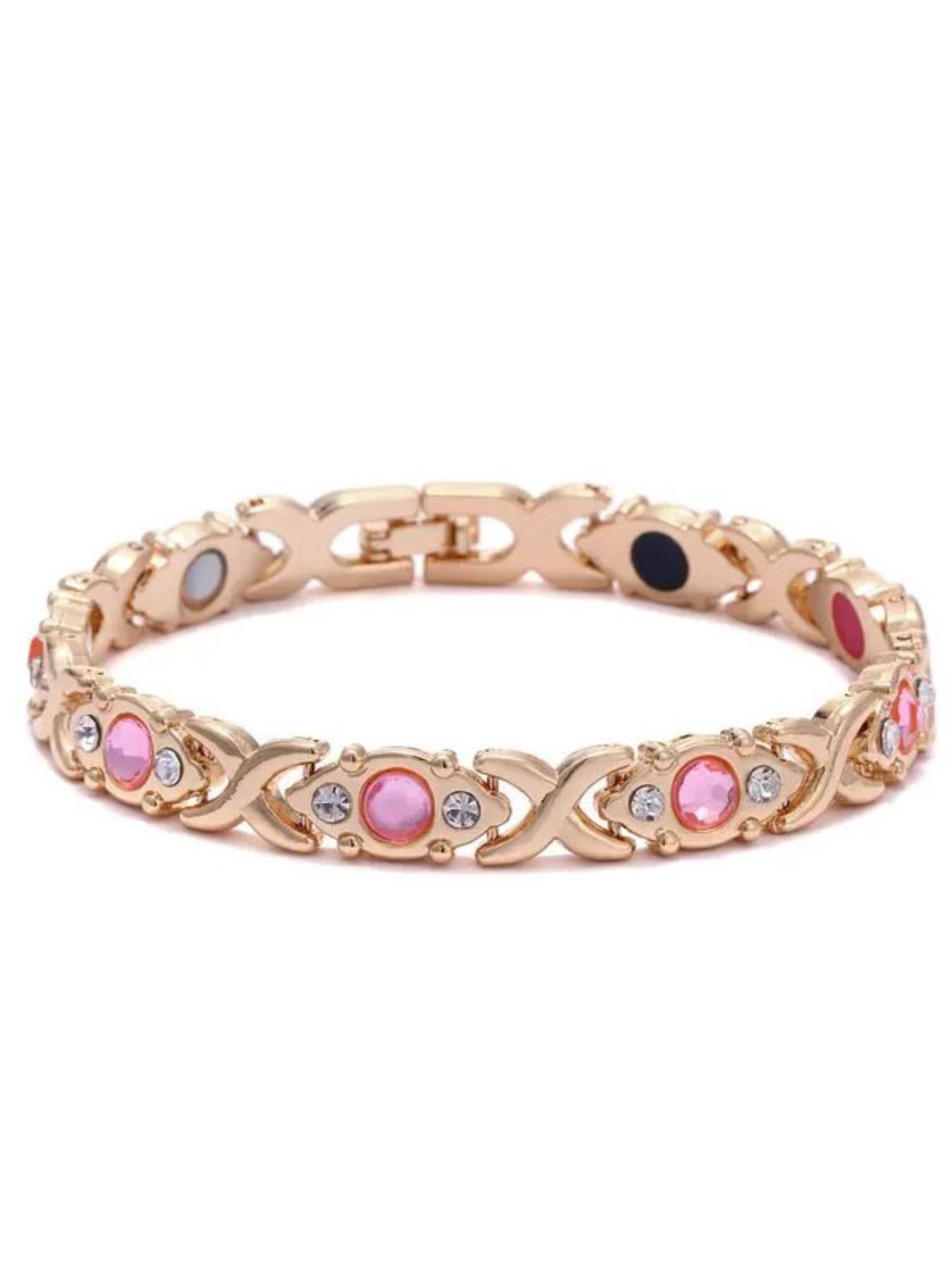 The gift for mom, energy magnet bracelet, eco-friendly alloy, adjustable ladies' wristband, magnetic bracelet, charming stainless steel bracelet, magnetic chain, pink crystal bracelet, Mother's Day gift