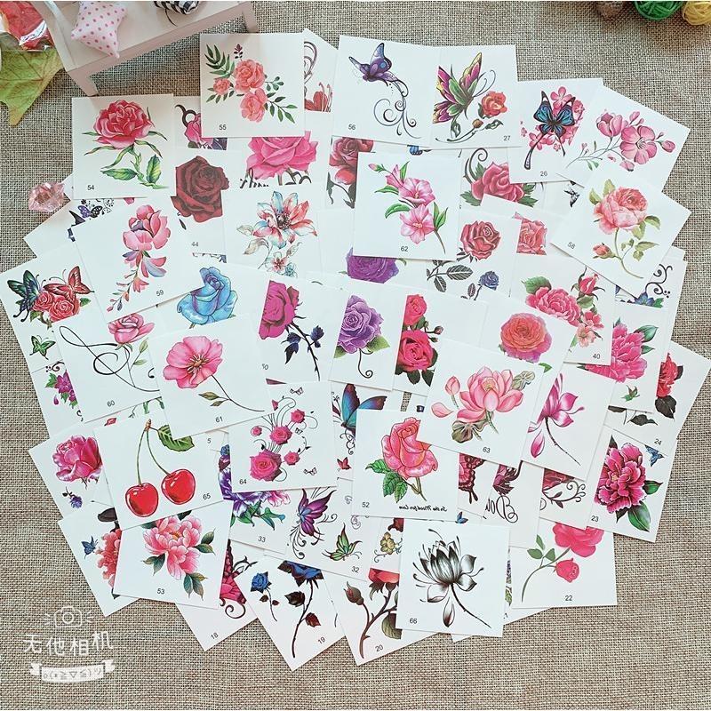 66 Sheets Flowers Temporary Tattoos Stickerss, Roses, Butterflies and Multi-Colored Mixed Style Body Art Temporary Tattoo for Women, Girls or Kids Waterproof Removable Long Lasting