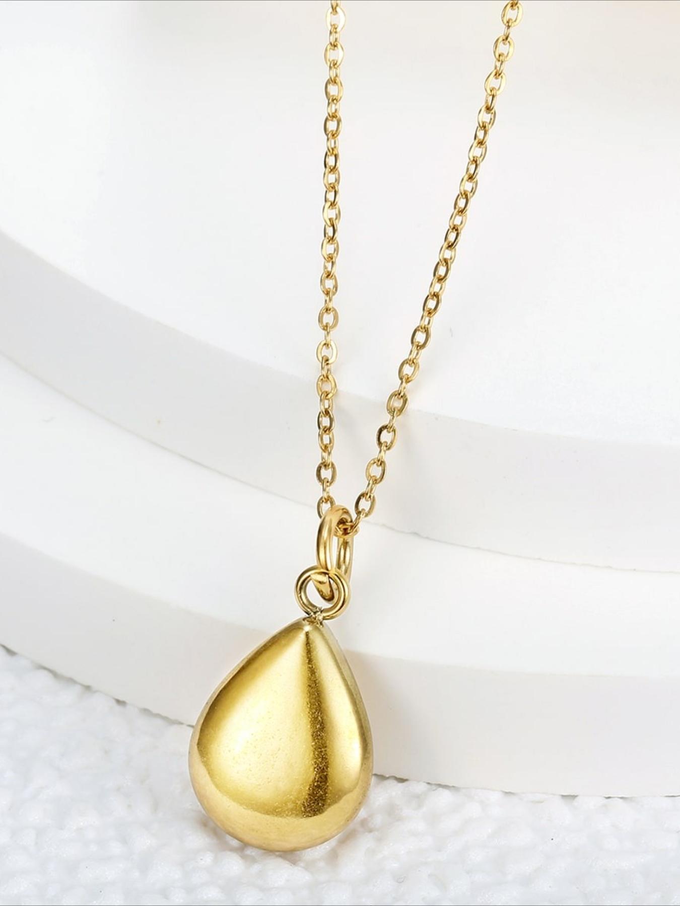 Retro Smooth Water Droplet Pendant Necklace Made of Stainless Steel, Hypoallergenic and Colorfast, with A Niche Design, Light Luxury and Versatile Necklace, Suitable for Daily Commuting and Dating Accessories