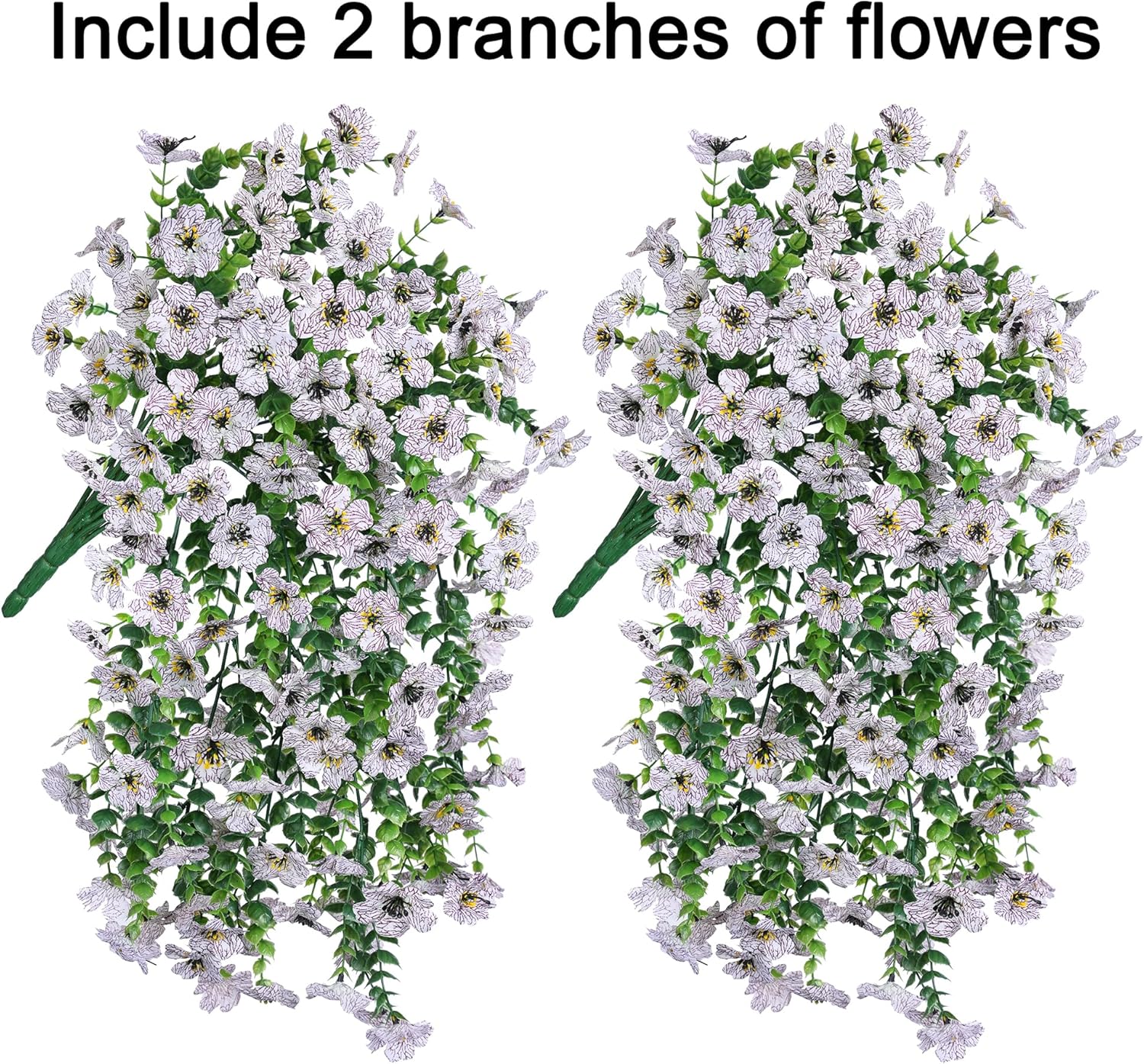 Outdoor Artificial Flower Hanging Decor, 2-Pack Spring Summer Decoration, Realistic Plants, UV Resistant, Fade-Resistant Silk Flowers for Porch Balcony Garden