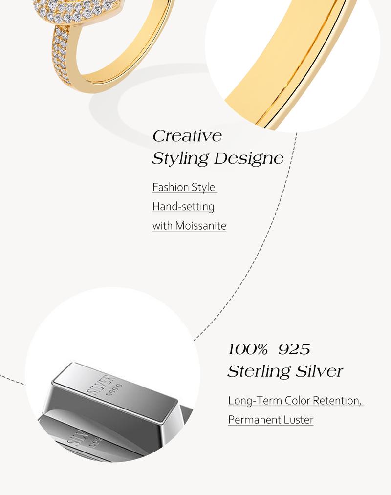 Heart Design Lab-Created Moissantie Ring for Women Fine Jewelry Shining Daily wear Mother's Day Gift R254