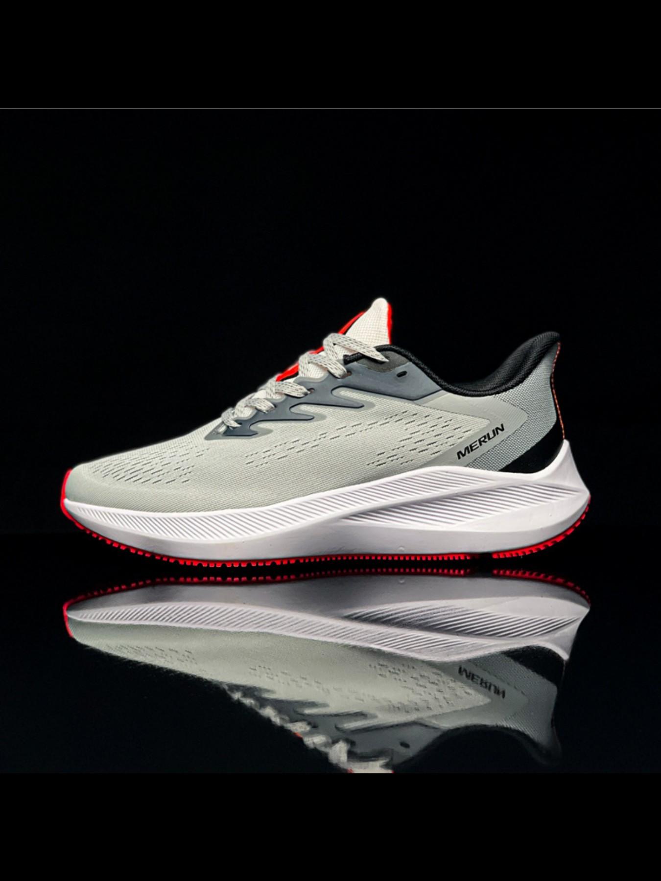 Meng Run W7 Seamless Mesh Running Shoes, Lightweight Design, Sporty Fit, Breathable Knit Upper, Universal Slip-On Sole