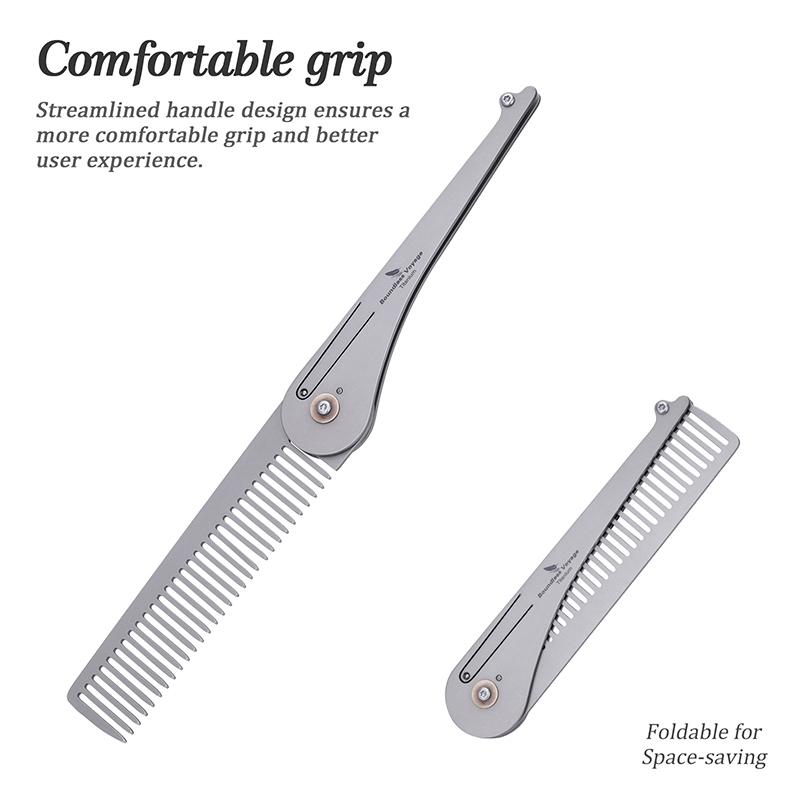 Boundless Voyage Titanium Hair Comb, Ultra-Light Portable Massage Bang Beard Comb, Anti-Static Metal Comb, Styling Tool, Hair Styling Tools, Combs For Hair Stylist, Barber Comb