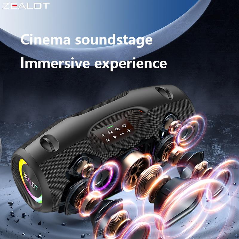 250【ZEALOTS89】Portable wireless speaker, high fidelity sound and audio, desktop Bluetooth speaker surround sound, TWS pairing, 48000mAh long battery life, supports USB/TF card/AUX/BT smartphones. Ideal choice for family/car/party/camping/gift giving