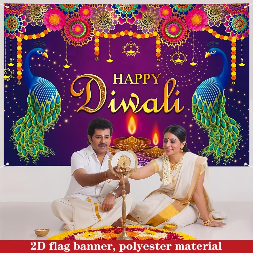 2D Flat Banner 1pc,  Super Happy Diwali Banner Measuring Ideal for Diwali-Themed Decorations, Party Supplies, And Photography Backgrounds for Both Indoor And Outdoor Settings, Party Background