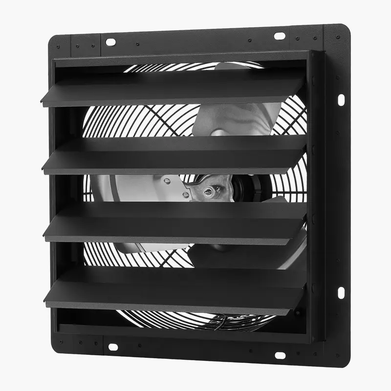 【toolupgrade】14 inch Shutter Exhaust Fan, Wall Mounted Attic Vent Fan with Smart Programming Variable Speed Temperature Control, 2000 CFM, EC Motor, Timer, for Shed, Garage, Greenhouse Ventilation Cooling, Black