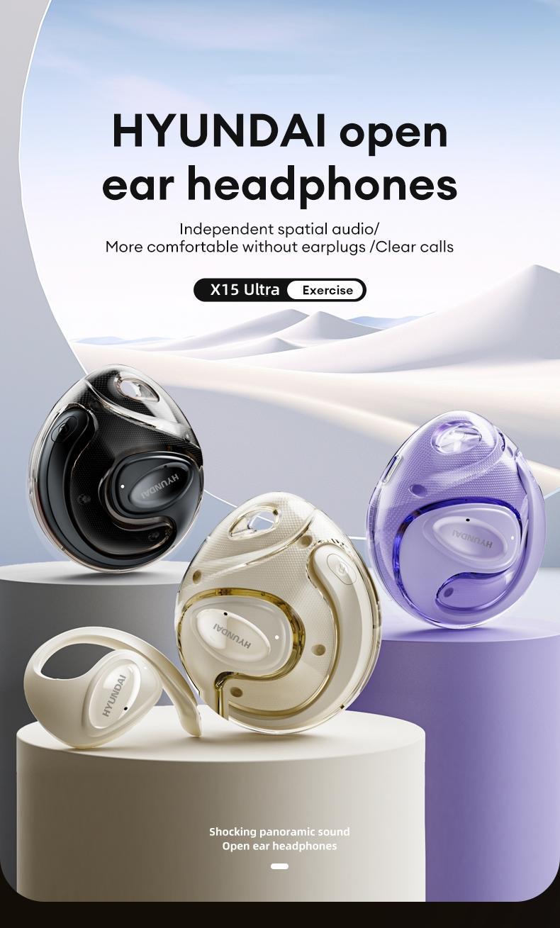 HYUNDAI X15 Ultra New Voice Quick Wake-up Chat  Wireless Bluetooth 5.4 OWS Waterproof Sport Headsets Noise Reduction Headphones With Mic Earbuds