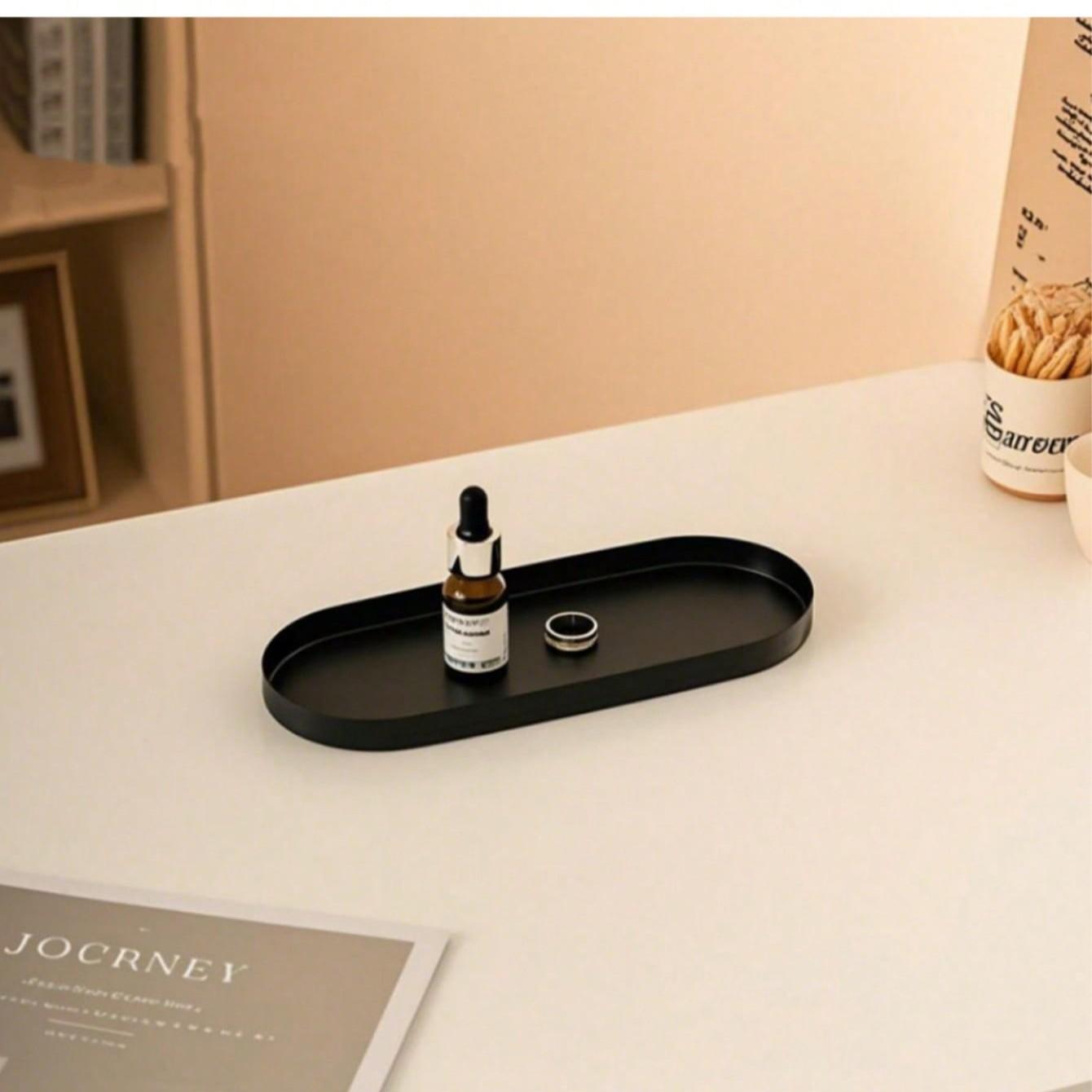 Minimalist Oval Tray, Desktop Cosmetics Organizer, Matte Bathroom Makeup Desk Storage, Jewelry Holder, Decorative Tray