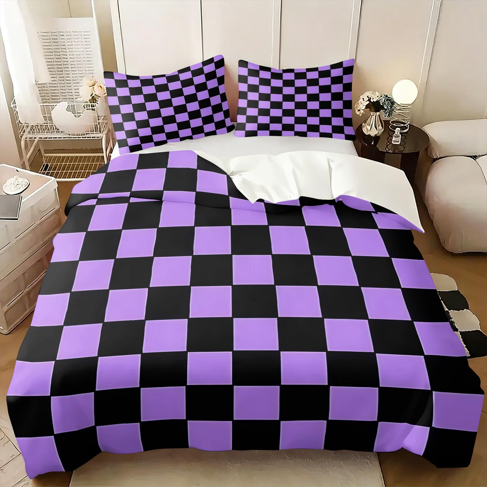 2/3 Pcs Classic Plaid Print Duvet Cover Set, Simple Modern Bedding Set, Soft Microfiber with HD Digital Print and Zipper Closure, Wrinkle Resistant, Perfect for Bedroom, Dorm and Guest Room Decor, All Season Use - No Filling