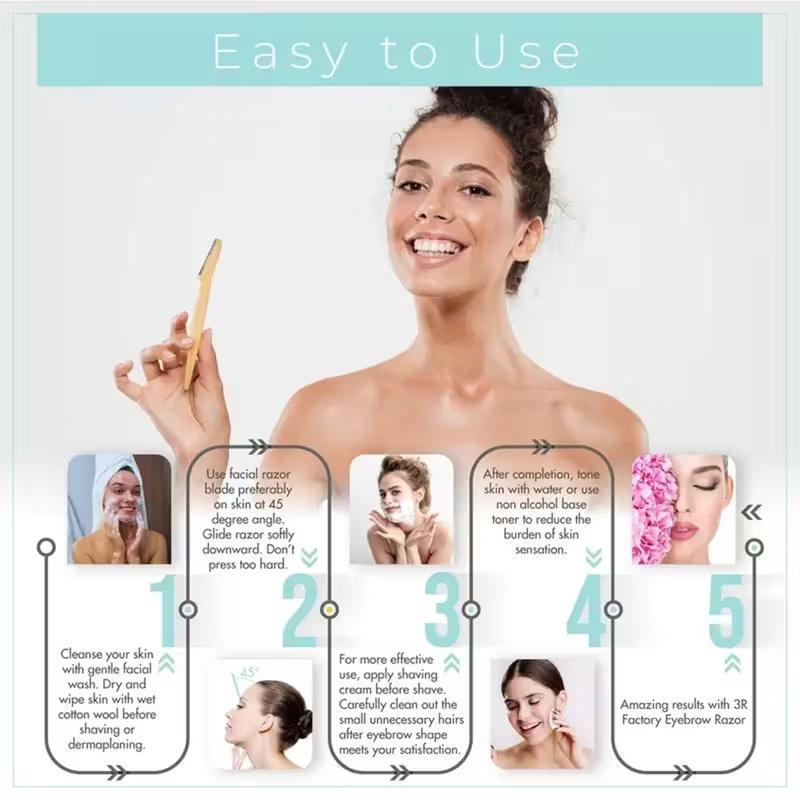 4pcs Beginner Eyebrow Razor Set, Stainless Steel Blades, Safe Hair Removal Tool, No Formaldehyde, Decorative Design, Eyebrow Trimmer Kit