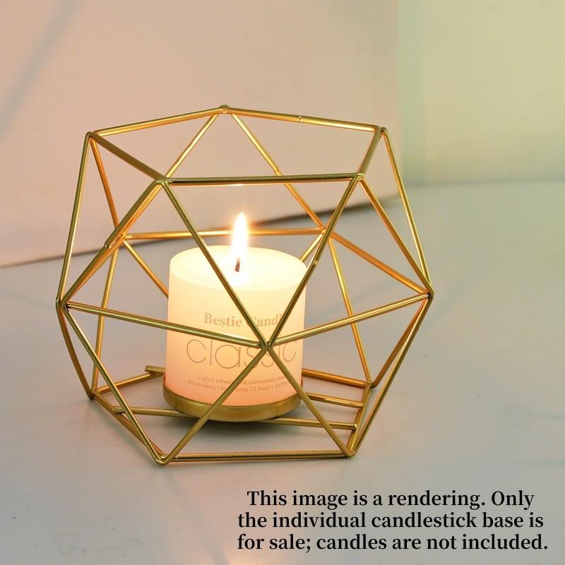 Creative Geometric Candlestick Base, Iron Art Material, Aromatherapy Candle Base, Decorative Candlestick Ornament for Table, Bar & Restaurant, Home Decoration