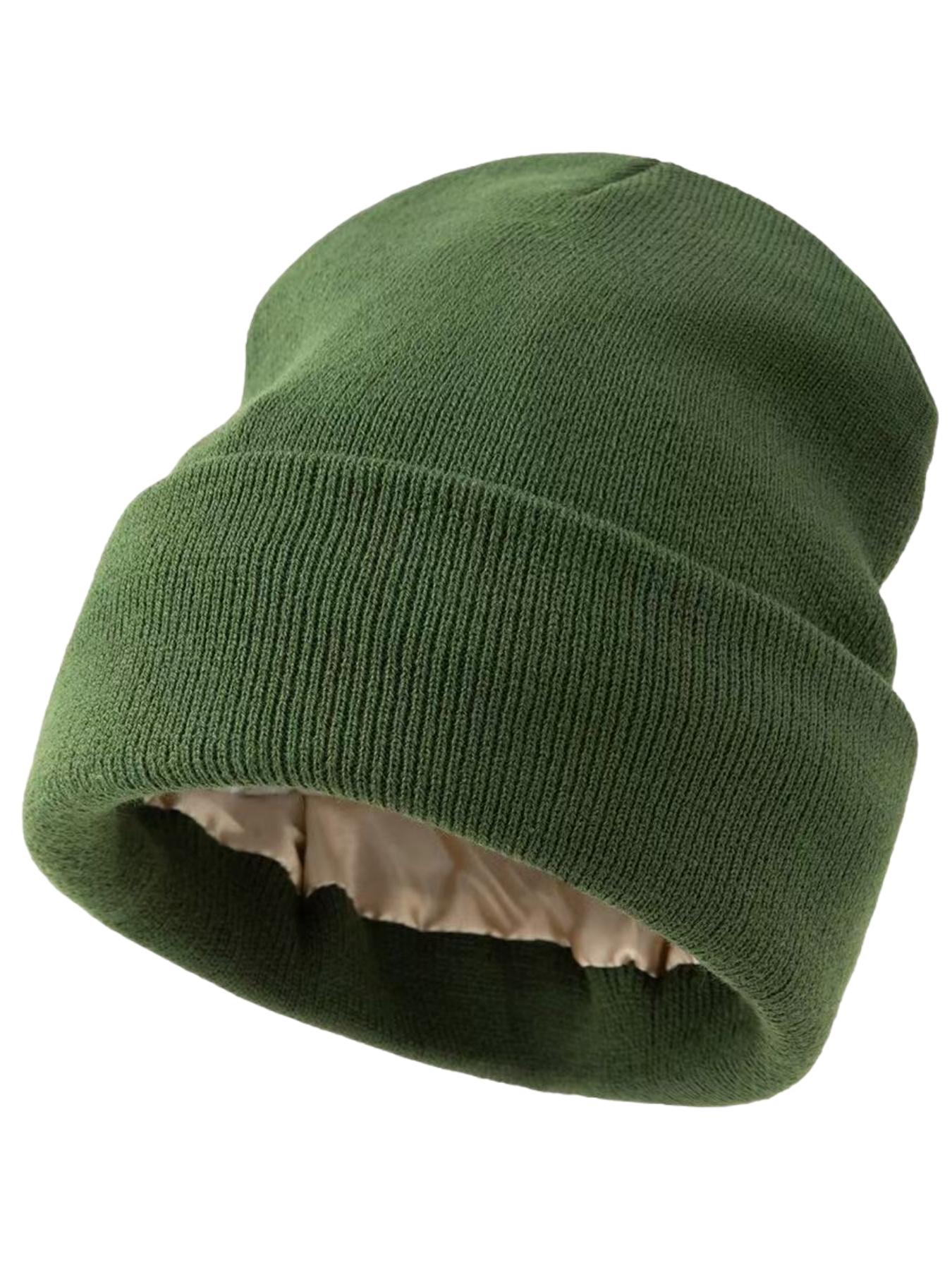 Autumn Winter Satin Knit Hat, Large Head Circumference Warm Beanie, Solid Color Cold Cap, Unisex for Kids over 13 Years, Outdoor Sports, Knitting Beanie