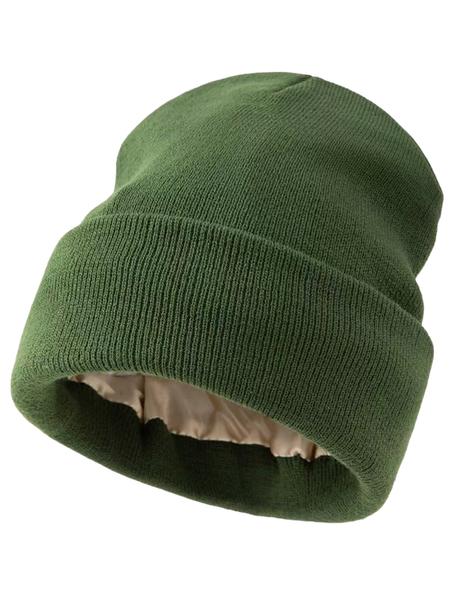 Autumn Winter Satin Knit Hat, Large Head Circumference Warm Beanie, Solid Color Cold Cap, Unisex for Kids over 13 Years, Outdoor Sports, Knitting Beanie