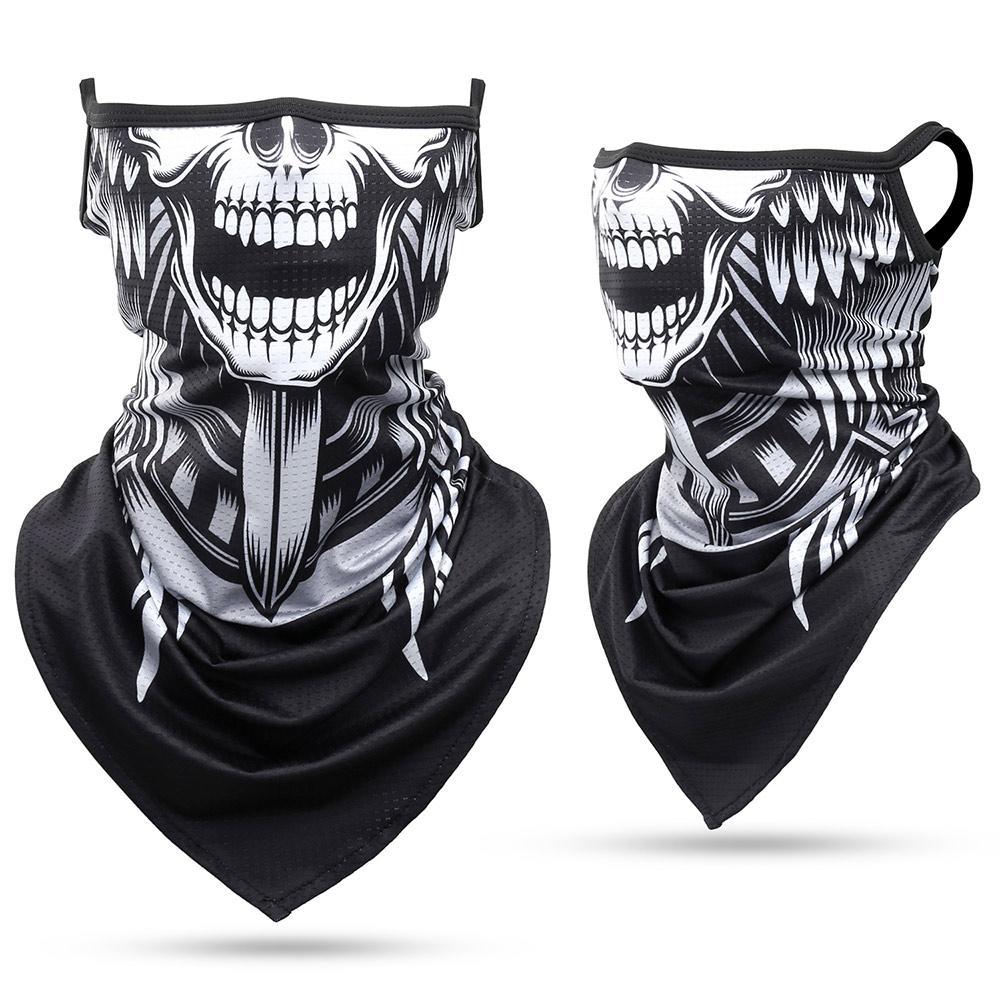 Summer Breathable Bandana Skull Printed Scarf Sun Protection Quick-drying Face Cover Reusable Mask Neck Gaiter Halloween Gift