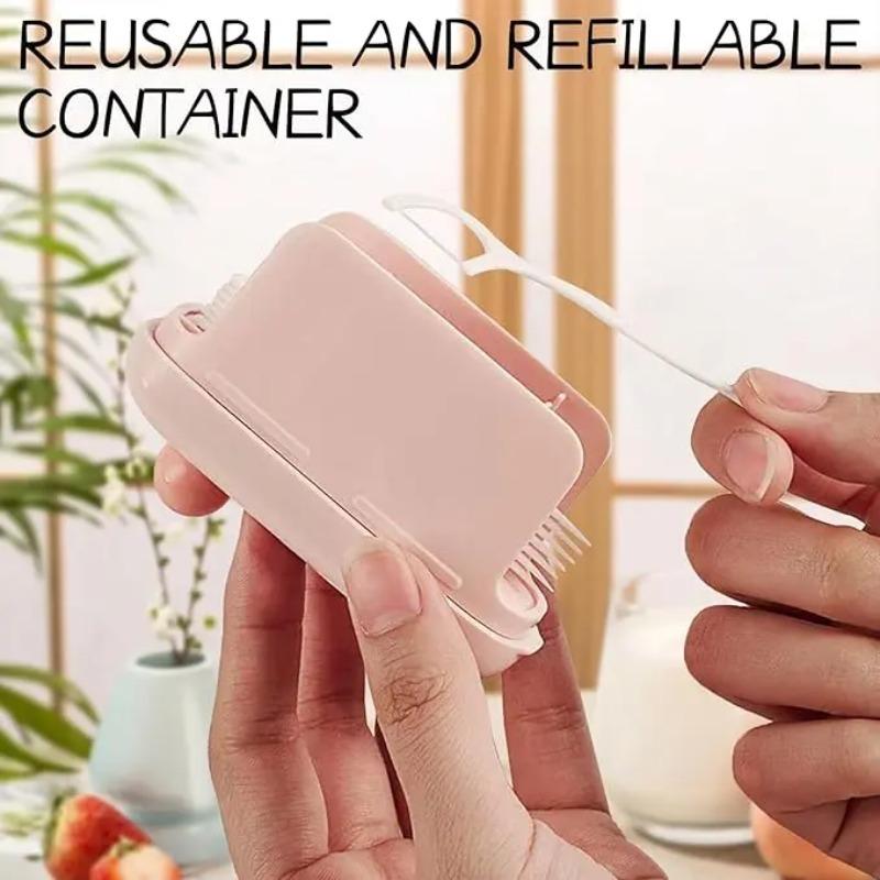 Travel-sized storage case - features an automatic pop-up dispenser, portable and refillable, perfect for oral care at home, in restaurants, and while traveling.