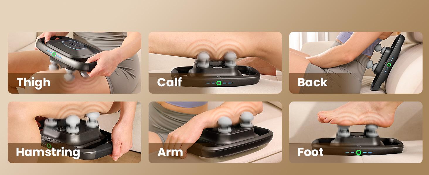 BOB AND BRAD TheraPanel 4-Head Massage Gun,Multi-User Therapy Device Comfort Deep Tissue with Adjustable 4 Massage Intensity, Replaceable Massage Heads and Plate, Electric Massager Tool for Back, Shoulder, Neck, FSA and HSA Eligible,Idea Gift