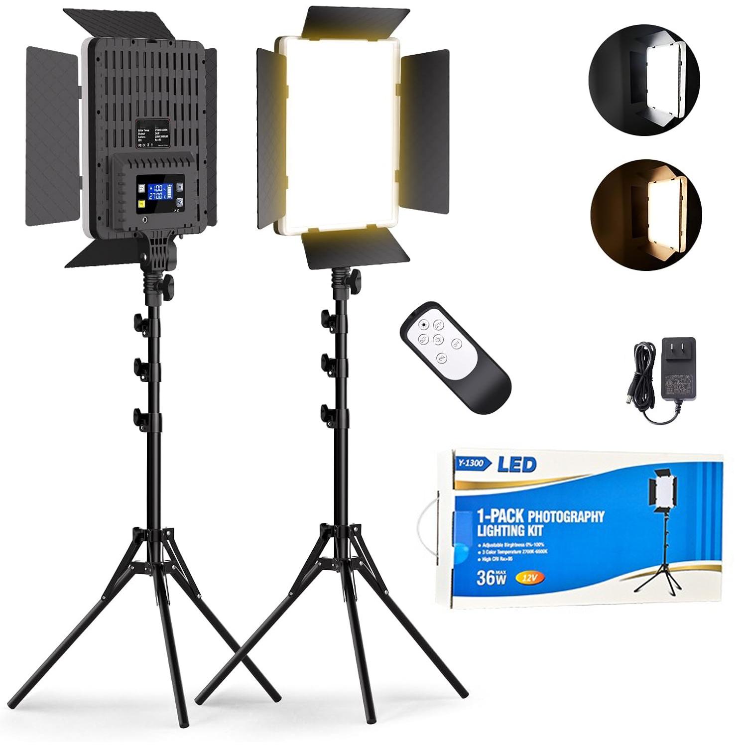 Photography Lighting Kit, 36W Dual Color Studio Light with Remote Control & Tripod, Adjustable Studio Lighting Kit, Adjustable LED Video Light Kit for Video Recording/Photography, Photographic Fill Light