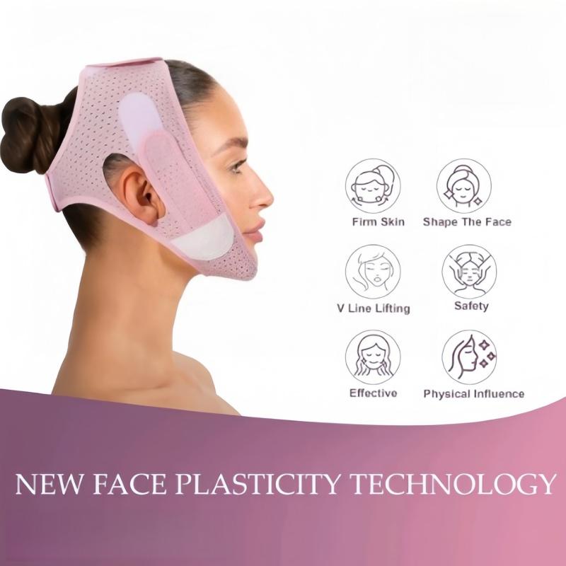 Reusable Facial Lift Bandage Set, Face Lifting Strap, V-Line Face Slimming, Face Jawline Shaper, Lymph Contour Brush Massager, Skin Tightening, Ergonomic Design, Precision Fit
