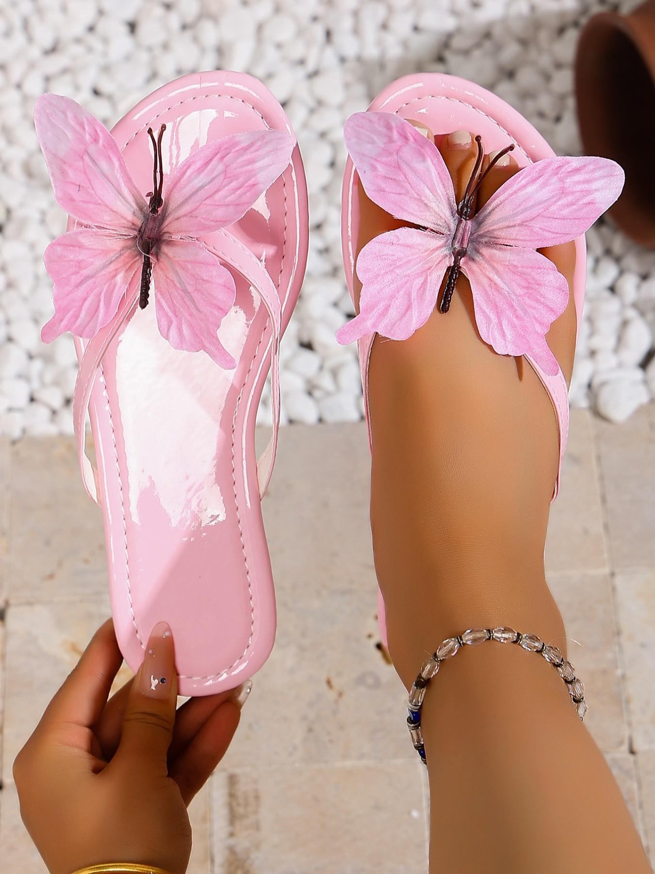 Women's Butterfly Sandals, Summer Floral Beach Flip Flops, Cute Vacation Slip-Ons, Comfortable and Stylish Footwear for Women