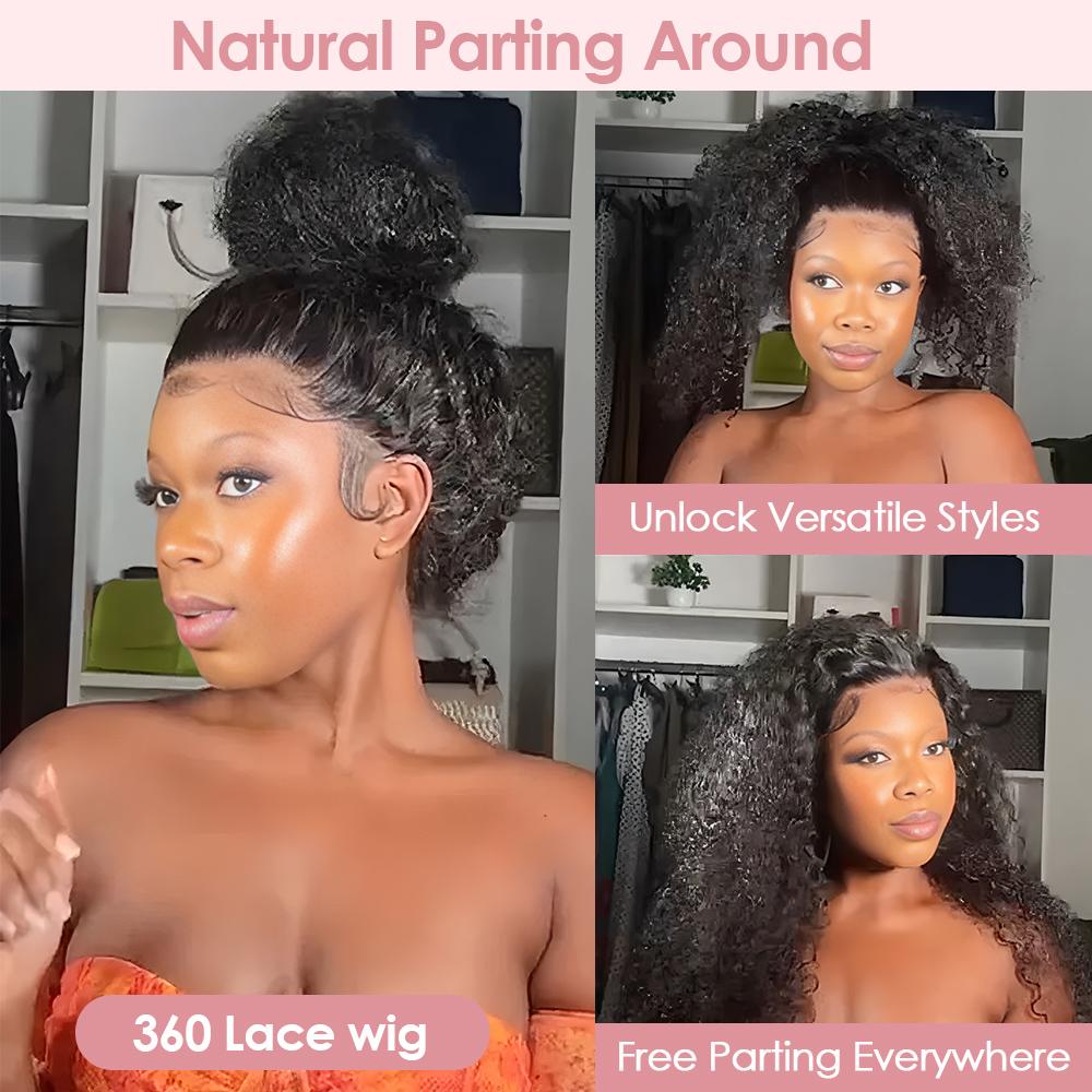 Pizazz Hair Hidden Strap 360 Drawstring Glueless Wigs Human Hair Pre Plucked Pre Bleached Knots 220 Density Water Wave Full Lace Frontal Wig with Drawstring Curly HD Lace Wigs for Women