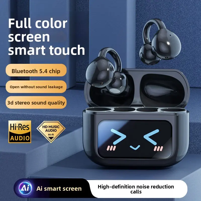 M100 cross-border best-selling popular clip-on touch smart color screen high-quality 2026 new model Bluetooth earphones with long battery life