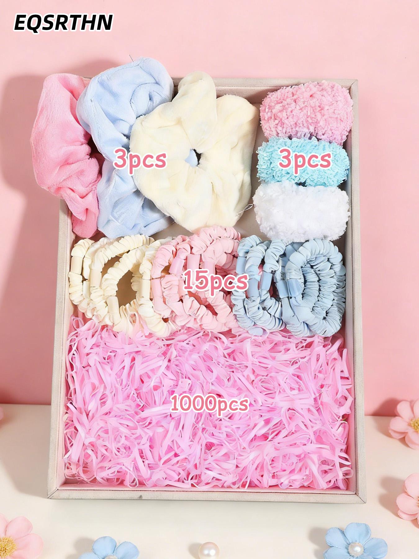 1021pcs Sweet Fantasy Girl's Wind Hair Accessories Set Large Intestine Hair Ring Small Intestine Hair Ring Small Rubber Tendons Suitable for All Daily Hairstyles Korean Dopamine Aesthetic High Elasticity Not Harm Hair Strong Non-slip Not Lean Hair Suitabl