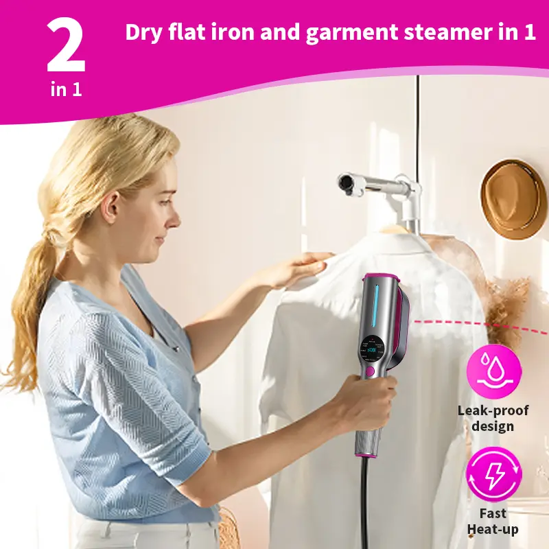 Product Introduction of Dr.Flash Garment Steamer for Clothes, Portable Travel Clothing Steamer Iron, 7 Mode with LED Display, 5s Fast Heating, 90&deg; Swivel Handle, New Year Gift 2
