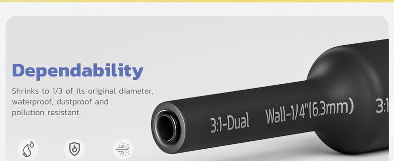 haisstronica 3:1 Heat Shrink Tubing Kit, Adhesive Lined Marine Resistant Grade Shrink Wrap - 1.75"length 6 Size Perfect for Home and Industrial, 1/8"-3/4" 220PCS - Black, Red