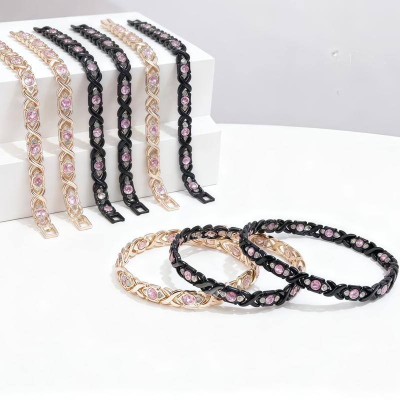 Energy magnet bracelet, eco-friendly alloy withdiamonds,adjustable ladies' wristband