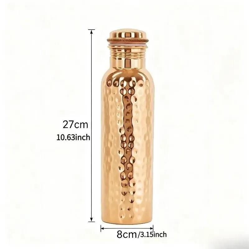 34 Oz (1000ML) Copper Water Bottle, Elegant Hammered Design, Leak-Proof Lid, Durable & Hygienic, Handmade in India, Reusable, Ideal for Fitness Enthusiasts