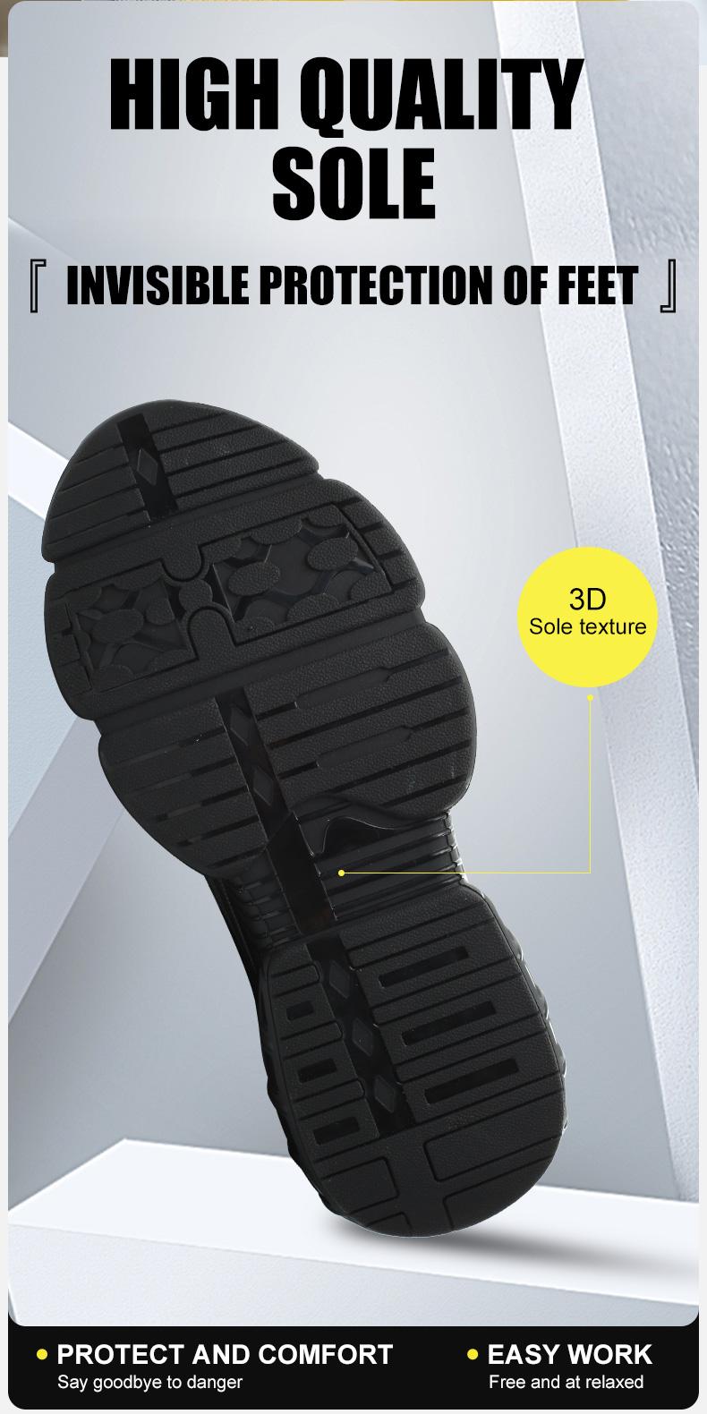 QINGRUIPAI Men's Breathable Mesh Work Sneakers Durable Anti-Slip Safety Shoes with Steel Toe Protection Comfort Fit for All Seasons Casual Striped Design Elastic Closure Non-Slip EVA Sole Outdoorfun Fathersdaygift