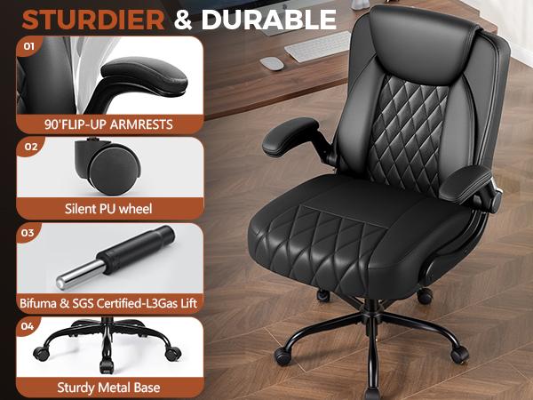 COMHOMA Leather Office Chair Ergonomic Computer Gaming Chair with Comfy Back Support, Executive Mid-Back,Small Gmaing Chair with Adjustable Armrests, for Short People Use, Rolling Swivel for Adults