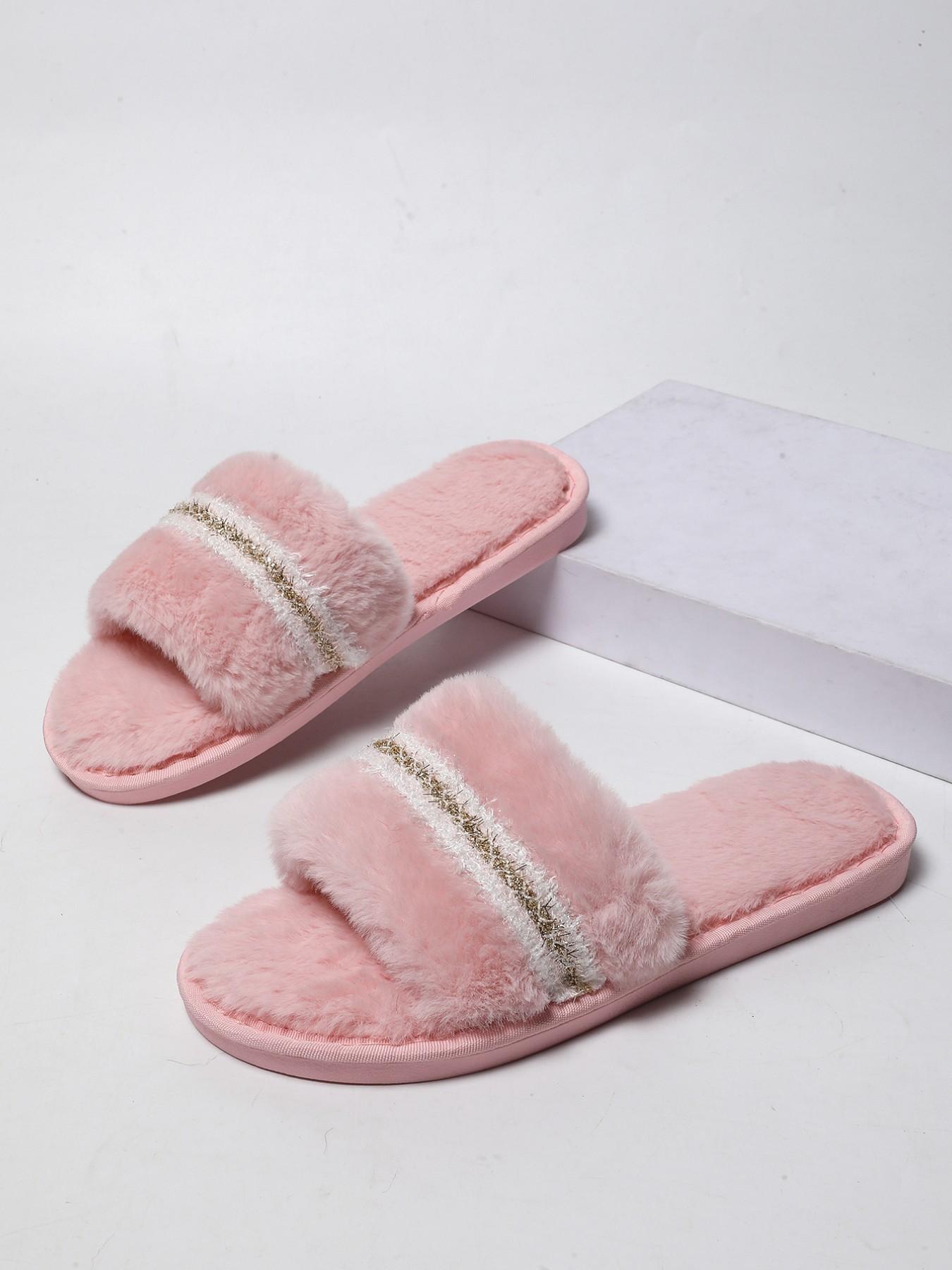 Fashion Home Plush Slippers for Women, Fall Winter Warm Short Fur Indoor Cute Soft Comfortable Slip-On Lazy Slippers