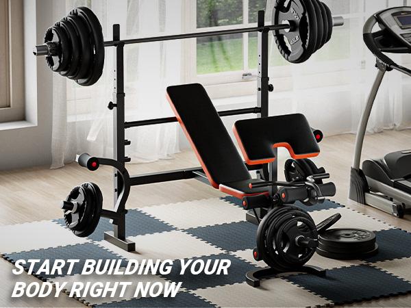 Bearbro 660lb 6-in-1 Adjustable Weight Bench with Multi-Purpose Workout Bench Set With Barbel Rack and Leg Developer for Home Gym Full Body Function Strength Training Bearbro 660lb 6-in-1 Adjustable Weight Bench with Multi-Purpose Workout Bench Set With Barbel Rack and Leg Developer for Home Gym Full Body Function Strength Training