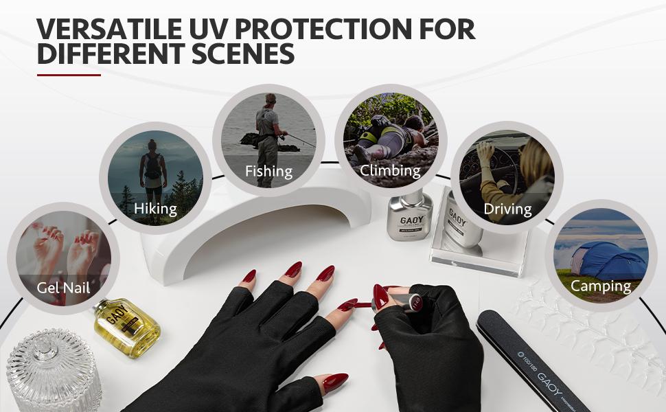 GAOY Anti UV Gloves for Gel Nail Lamp, Professional Fingerless UPF50+ UV Light Protection Gloves for Home DIY & Salon Use Nail Art Accessories