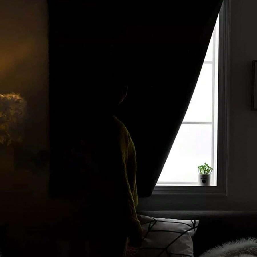 1pc Self Adhesive Portable 96% Blackout Curtains Simple And Easy To Window Bedroom Room Darkening Small Drapes