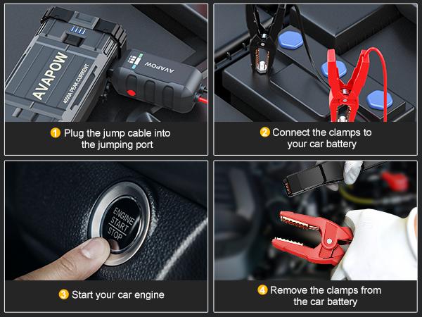 AVAPOW 4000A Car Battery Jump Starter–12V Portable Power for 10L Gas/10L Diesel Engines, Booster Function, PD 60W Fast Charging Lithium Jump Box Outdoorfun AVAPOW 4000A Car Battery Jump Starter–12V Portable Power for 10L Gas/10L Diesel Engines, Booster Function, PD 60W Fast Charging Lithium Jump Box Outdoorfun