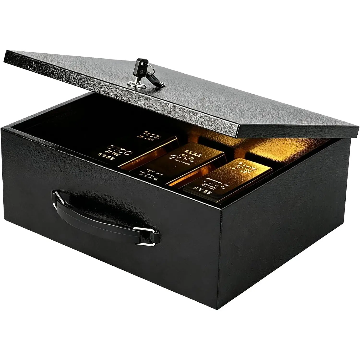 Fireproof Document Box with Key Lock, Fire Safe Box, Black