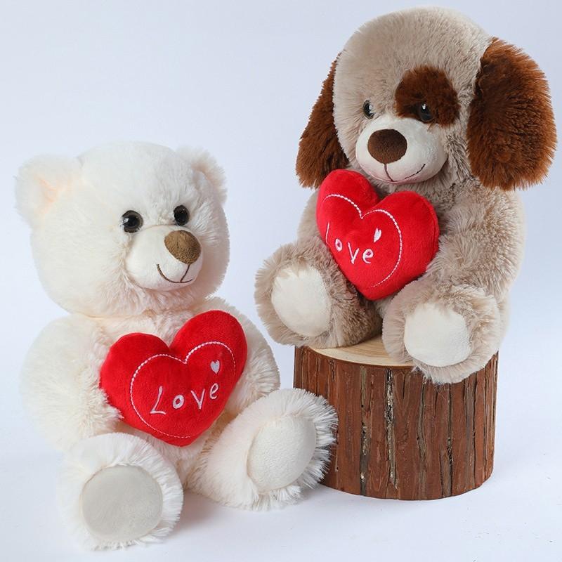 Love Teddy Bear with Heart, Soft Adorable Stuffed Plush Bear Doll Animal Toy, Perfect Gift for Her Girlfriend Mom Kids, Unisex Present