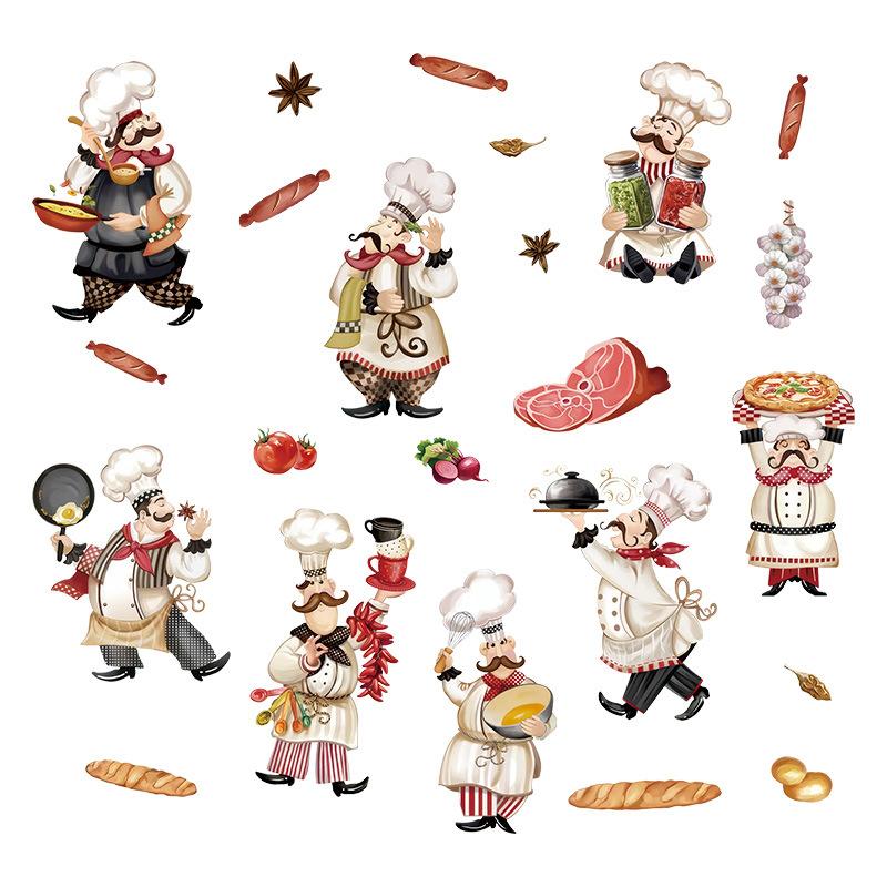 Chef Kitchen Wall Decals Wall Sticker Decorative Wall Sticker Waterproof Wall Sticker Vinyl Sticker Wine Food Quotes Wall Stickers Kitchen Dining Room Restaurant Home Decor Wall Decor DIY Refrigerator Stickers