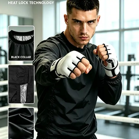 Men's Solid Sauna Top, Casual Loose Breathable Athletic Sweat Top for Gym Workout, Men's Sportswear Clothing for Indoor Outdoor Wearv, Sportswear Clothes
