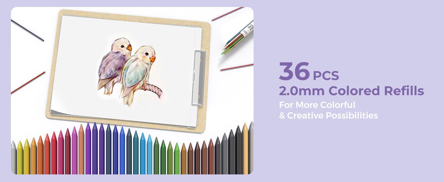 Four Candies 36PCS Aesthetic School Supplies, Mechanical Pencils 0.5mm, 0.7mm, 0.9mm & 2.0mm with 624PCS Lead Refills, Cute Mechanical Pencils for Drawing & Drafting, girly office supplies, Student Essentials Learning Materials,TiktokShopSpringGlowUp