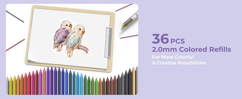 Four Candies (New)36PCS Aesthetic School Supplies, Mechanical Pencils 0.5mm, 0.7mm, 0.9mm & 2.0mm with 624PCS Lead Refills, Cute Mechanical Pencils for Drawing & Drafting,    girly office supplies,  back to school,  Student Essentials Learning Materials