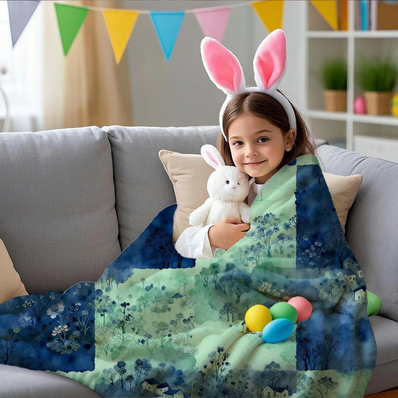 1 Piece Watercolor Landscape Checkered Blanket, HD Digital Single-Sided Printed Flannel Throw Blanket, Ultra Soft Cozy Blanket for Sofa, Bed and Travel, Aesthetic Decorative Gift Blanket